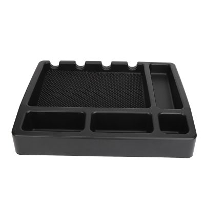 Hamwesh Barber Station Organizer, Hairdressing Tool Storage Tray with Multi Compartments, Anti Slip Design for Salon Hairdressing Tools Storage Box Black ABS