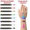 Temporary Tattoo Markers for Skin, 8 Metallic Body Markers + 155 PCS Christmas Face Paint Stencils for Kids Adults Women Men Tattoo Pens for Kids DIY Body Art Party Favor Xmas Gift view 2