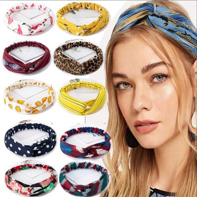 10PCS Women's Headbands Stretchy Non Slip Sweat Absorbent Hair Bands, Retro Printed Twist Knot Hair Band for Workout, Running, Yoga, Sports, Daily Party (Assorted Prints)