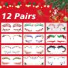 12 Pairs Christmas Eye Shadow Temporary Tattoos Eyeliner Tattoo Stickers Snowflake Santa Claus Pattern Eyeliner Fake Tattoos for Women Men Face Eye Makeup Christmas Decals Party Supplies Decoration view 2