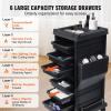 Salon Trolley Cart with Wheels6 Drawers and Dryer Holder for Extra Storage|Space-Saving Multipurpose Beauty Cart for Hair,Tattoo and Spa|Lightweight Yet Strong Material Construction view 3