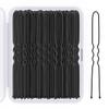 2.8 Inch U Shaped Hair Pins for Women Girls, Long Hair Pin Bobby Pin for Secure Bun Hairstyles, 100 Count (Black) view 1