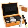 Naked Armor Solomon Straight Razor Kit  Complete Shaving Kit with Shave Ready Straight Razors for Men, Strop and Paste, Soap, Brush, Case, Wet Shaving Men Grooming Gift Set, Black view 1