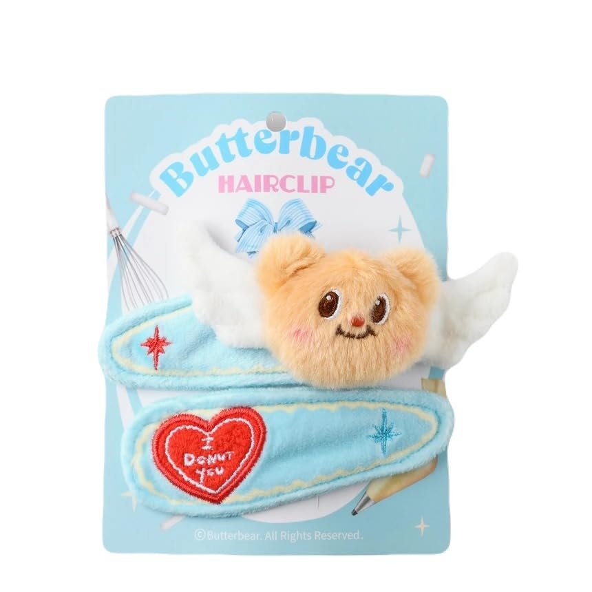 1 Pair, Butterbear Hair Clip, Soft Fluffy Character Barrette, 10cm - Angel Series