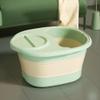 Foldable foot bath bucket made of silicone with retractable design, suitable for foot soaking and scrubbing, easy to clean and store (with cover Green) view 2