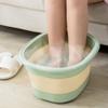 Foldable foot bath bucket made of silicone with retractable design, suitable for foot soaking and scrubbing, easy to clean and store (with cover Green) view 3