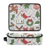 Hair Tool Travel Bag for Women and Heat Resistant Mat Christmas Elements Collage Pattern view 3