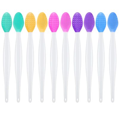 10PCS Cleansing Facial Silicone Brush Double Side Lip Exfoliating Pore Scrub Brush for Face Nose Clean Blackhead Removal Brushes Facial Brushes for Cleaning and Exfoliating