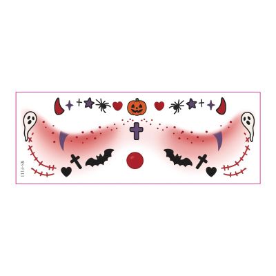 12 sheets new Halloween makeup face stickers, cute ghost makeup tattoo stickers, shooting prop stickers, waterproof and sweat proof
