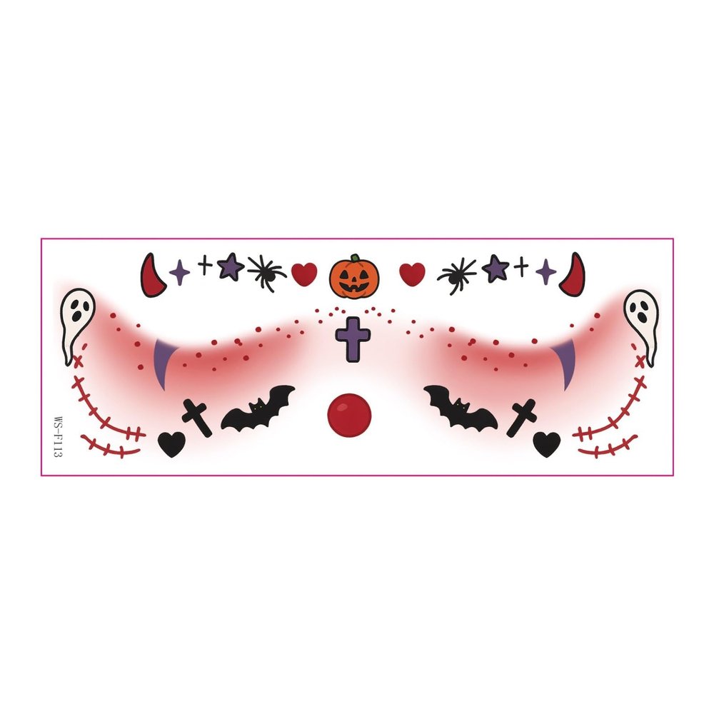 12 sheets new Halloween makeup face stickers, cute ghost makeup tattoo stickers, shooting prop stickers, waterproof and sweat proof