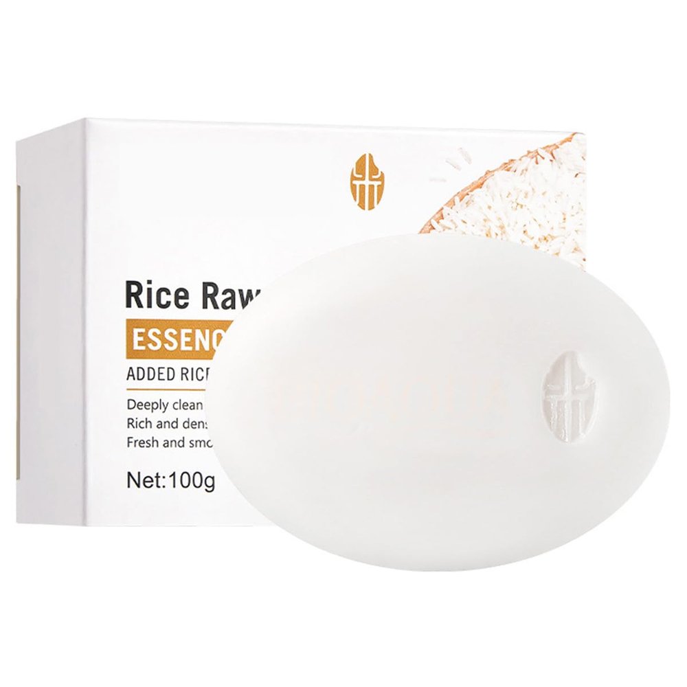 BEUKING Rice Raw Pulp Essence Soap Face Wash Foam Facial Cleanser Moisturizing Oil Control Body Bathing Handmade Soap