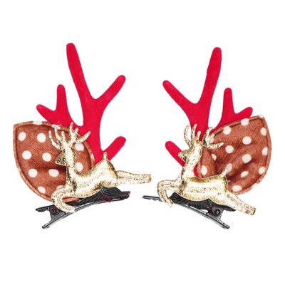1 Pair of Elk Antler Hair Clips Decorative Hair Extensions Side Sippy Clips Christmas Hair Accessories