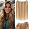 Rich Choices Halo Hair Extensions Real Human Hair Remy Hairs Halo Extension for Women Invisible Wire One Piece Clip in Hairpiece 16 Inch Straight-#12P613 Golden Brown Highlight Bleach Blonde view 1
