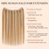 Rich Choices Halo Hair Extensions Real Human Hair Remy Hairs Halo Extension for Women Invisible Wire One Piece Clip in Hairpiece 16 Inch Straight-#12P613 Golden Brown Highlight Bleach Blonde view 2
