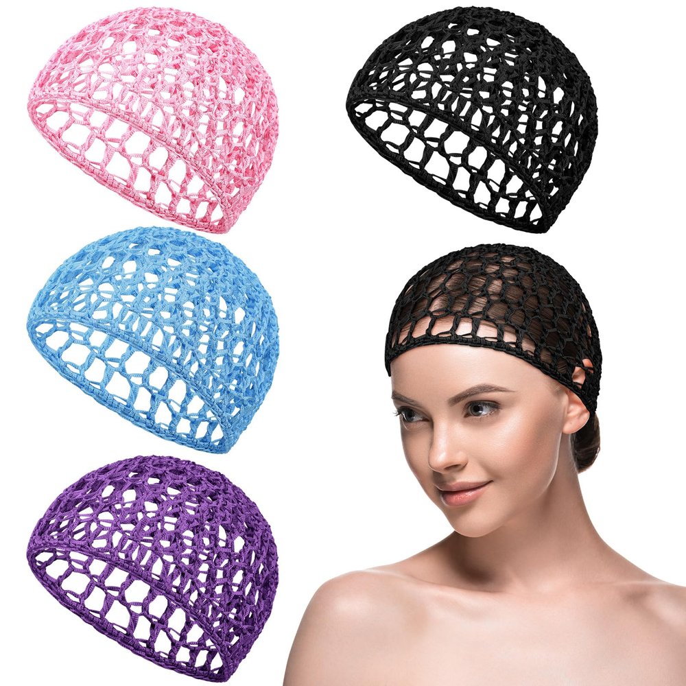 Geyoga Mesh Crochet Hair Net Snood,Black,Purple,Blue,Pink