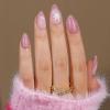 Press On Nails Almond - Jofay Fashion Pink Snowflake Glitter Press On Nails, Glossy Acrylic Fake Nails with Glue for Women, Reusable Winter Glue On Nails in 16 Sizes - 32 Stick On Nails Kit view 2