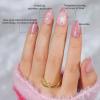 Press On Nails Almond - Jofay Fashion Pink Snowflake Glitter Press On Nails, Glossy Acrylic Fake Nails with Glue for Women, Reusable Winter Glue On Nails in 16 Sizes - 32 Stick On Nails Kit view 3