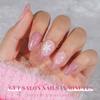 Press On Nails Almond - Jofay Fashion Pink Snowflake Glitter Press On Nails, Glossy Acrylic Fake Nails with Glue for Women, Reusable Winter Glue On Nails in 16 Sizes - 32 Stick On Nails Kit view 4