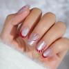 Press On Nails Short - Jofay Fashion Cat Eye Press On Nails Square, Red Candy Cane Fake Nails with Glue, Glossy Reusable Acrylic Nail Tips in 16 Sizes, Christmas Stick On Nails for Women Girls Gift view 1