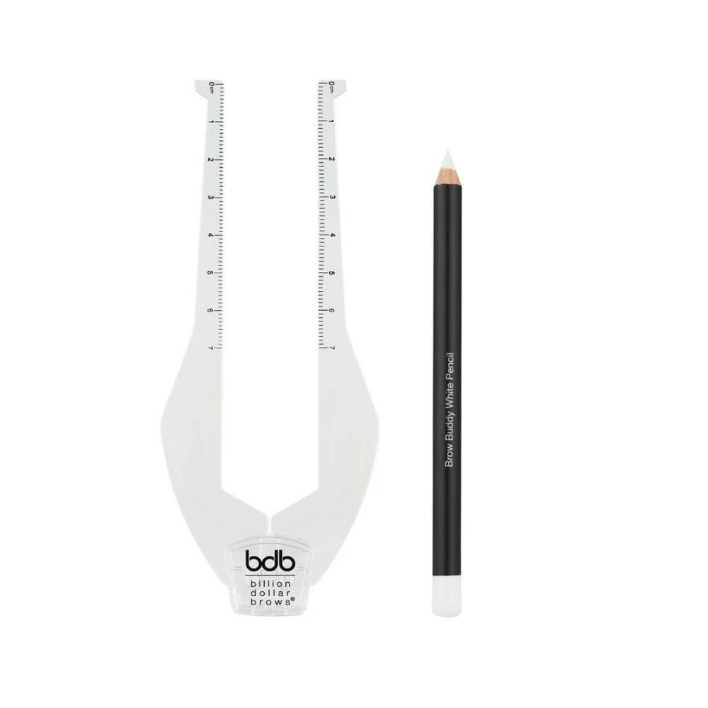 bdb 2-Piece Brow Buddy Contour Stencil Microblading Kit  Achieve Symmetrical, Perfectly Shaped Brows, Ideal for Tweezing, Threading & Waxing, Vegan & Cruelty-Free - Clear
