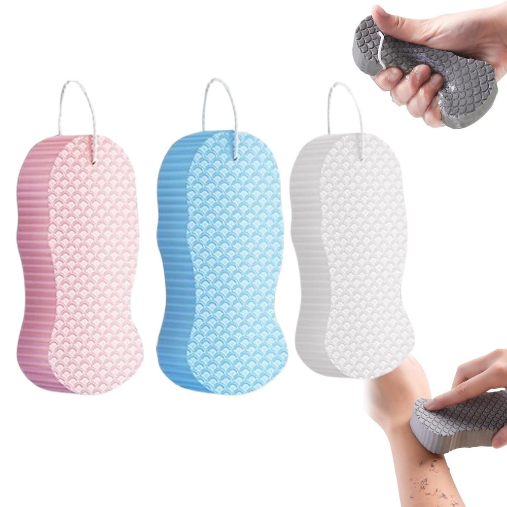 3 Pcs Magic Exfoliating Bath Sponge,Super Soft Exfoliating Shower Sponges,Remove Dead Skin for Adults Children and Pregnant Women,Skin Friendly and Reusable,Alternative to exfoliating Gloves (Set D)