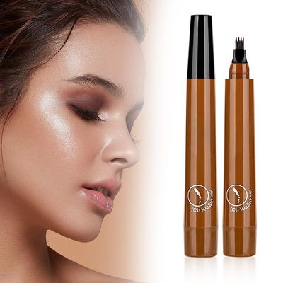 2026 New Magic Eyebrow Pencil, 3D Microblading Eyebrow Pencil Waterproof Contouring Pen, Long Lasting 4 Tipped Precise Brow Pen Natural Makeup Effect for Womans and Girls (Light Brown)