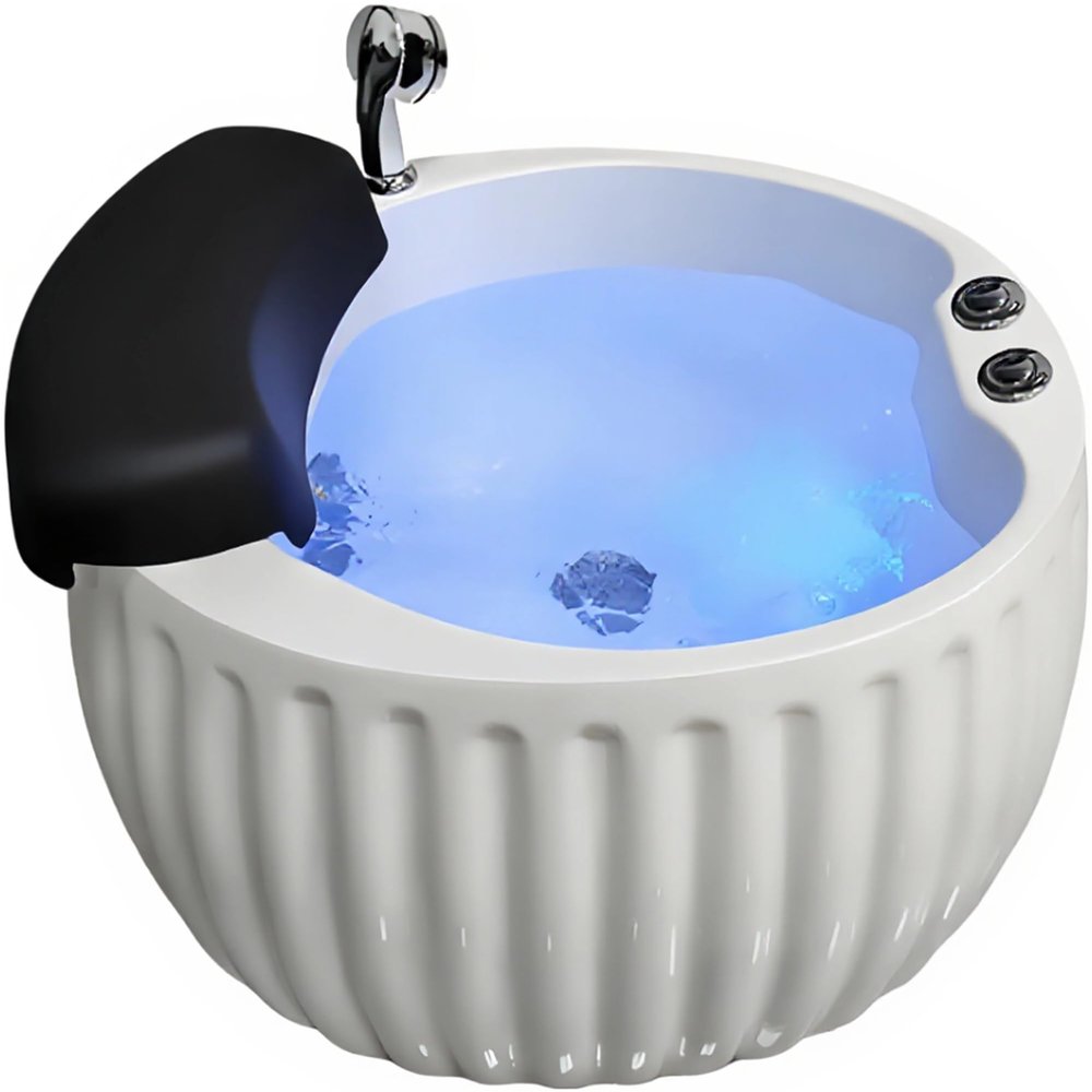 Eagleize Acrylic Footbath Spa Foot Bath Pedicure with Heat and Massage Colorful Lamp Footbath Used in Beauty Salons and Nail Salons Round Foot Spa(with Water Pump)