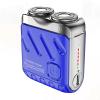 Mini Shaver, Small Steel Cannon Suspended Magnetic Blade Shaver, Portable Rotary Dual Ring Electric Shaver, Men's Mini Rotary Electric Travel Razor (Blue) view 1