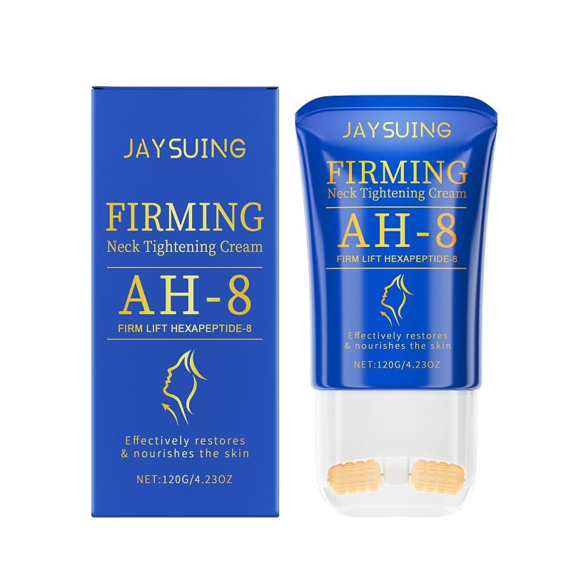 Firming Neck Cream with Roller Moisturizing Reduces Wrinkles Fine Lines and Chin All Skin Types