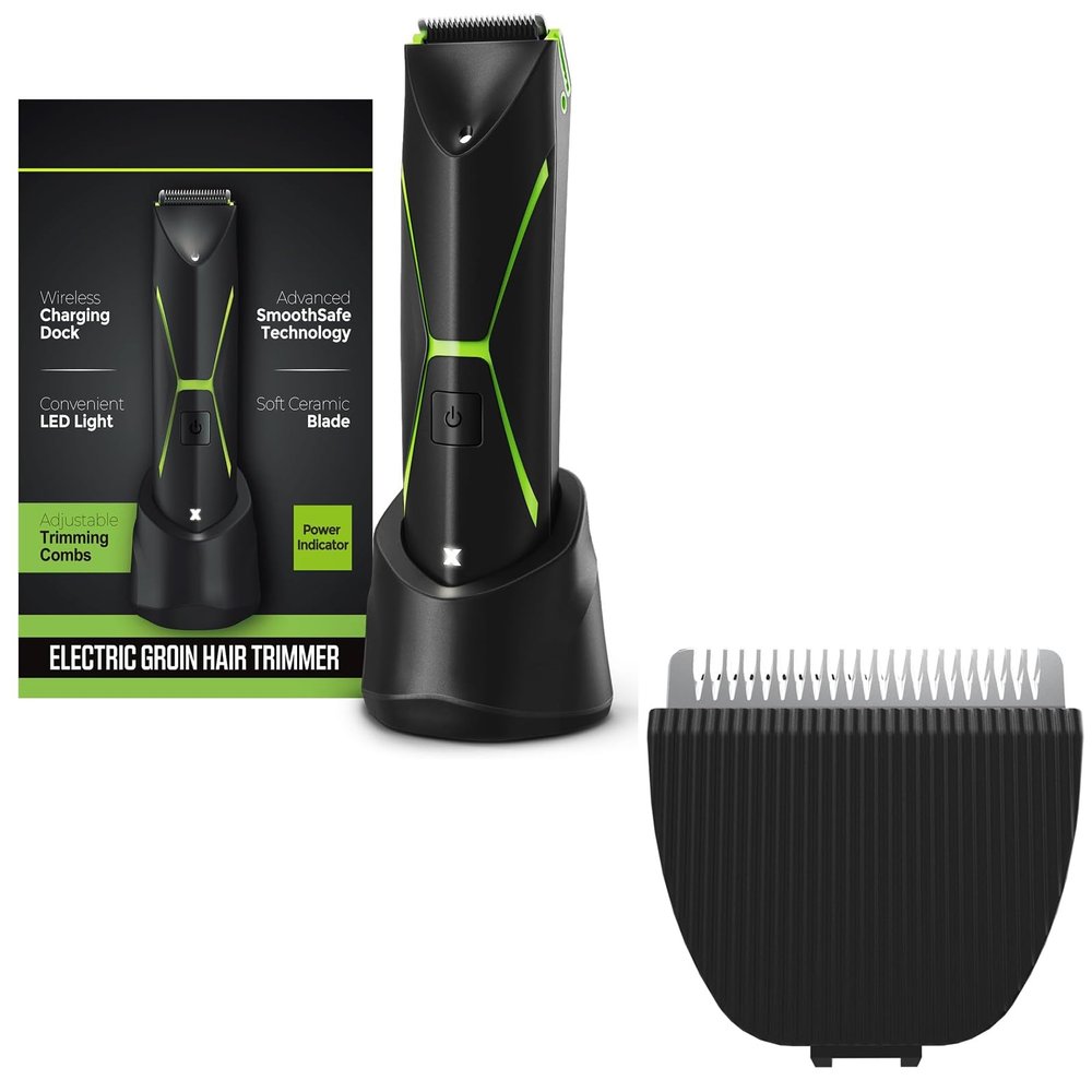 Brightman Electric Body Hair Trimmer for Men: Manscape Ball Trimmer with 2 Replacement Blade