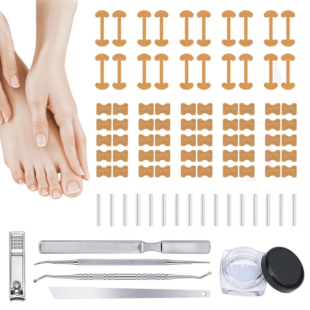 Ingrown Toenail Corrector, 2025 New Professional Ingrown Toenail Tool Kit with Toenail Strips, Curved Toenails Corrector Patch, Painless File and Lifter Pedicure Tools (3 Set)