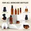 21 Pcs Amber Plastic Travel Toiletry Bottles Set, TSA Approved Travel Containers, Leak Proof Containers with Refillable Squeeze Bottle, Roller Balls, Pump sprayer, Perfume Atomizer, Labels & Funnel view 3