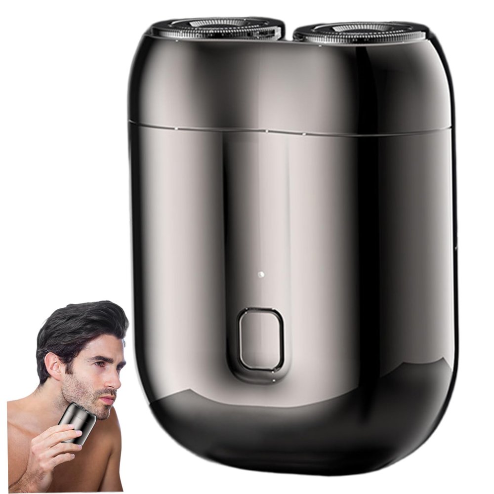 1PC Portable Shaver, IPX6 Waterproof Dual-Head Mini Electric Shaver, Wet & Dry Use Rechargeable Razors for Men, Grey..