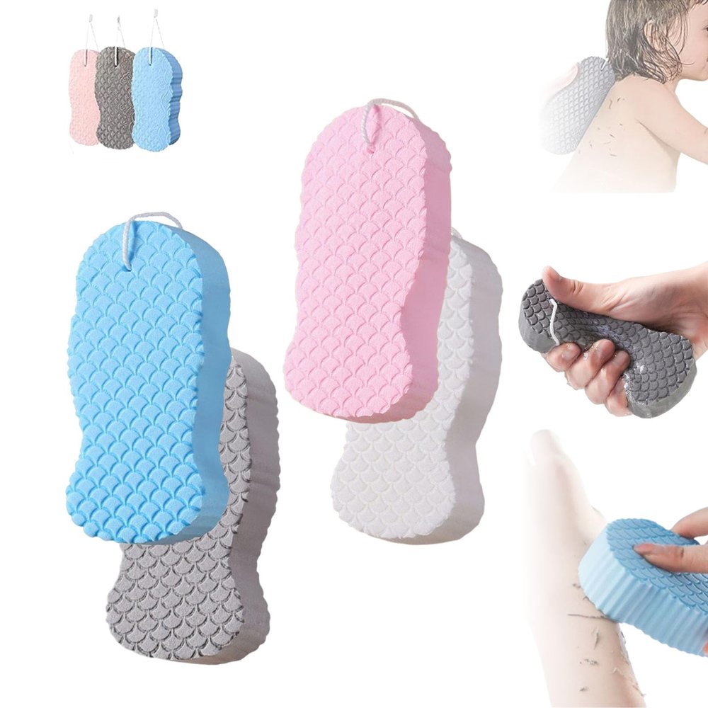 4 Pcs Soft Exfoliating Bath Sponges, 2025 New Shower Gentle Exfoliating Body Scrub Sponge, Deep Cleansing Body Sponge, Skin Friendly and Reusable, for All Skin Types (Mix)