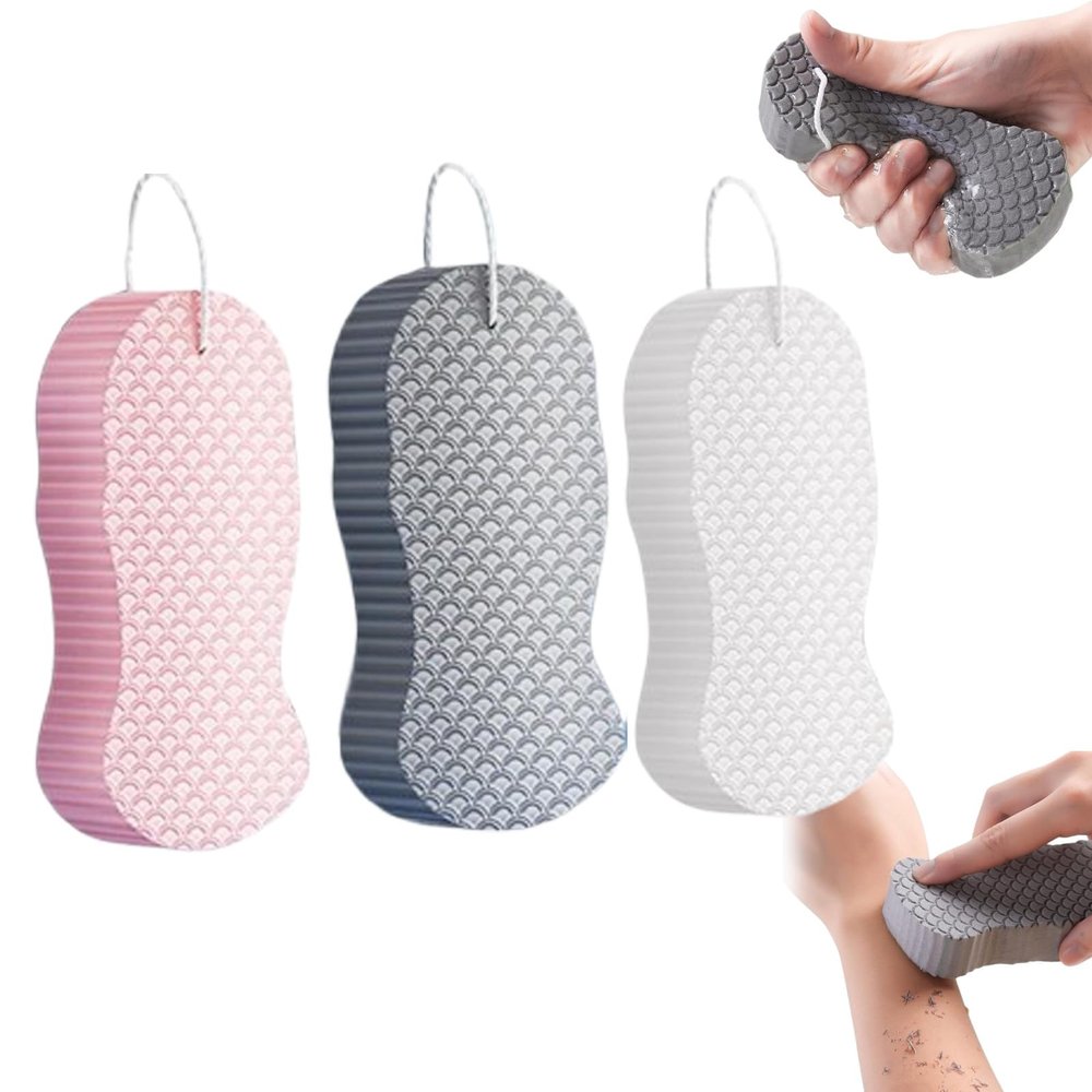 3 Pcs Magic Exfoliating Bath Sponge,Super Soft Exfoliating Shower Sponges,Remove Dead Skin for Adults Children and Pregnant Women,Skin Friendly and Reusable,Alternative to exfoliating Gloves (Set C)