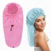 2 Pack Extra Large Shower Caps for Braids, Long Hair & Locs, Waterproof Hair Bonnets for Dreadlocks with Adjustable Drawstring (Pink, Light Blue) view 1