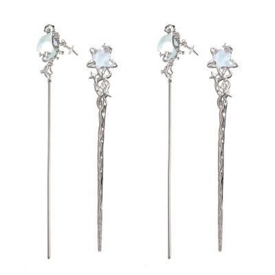 4Pieces Moon Hairpin Metal Hair Stick For Bun Updos Costume Hairpin Long Styling Accessories For Women Girl Accessories For U