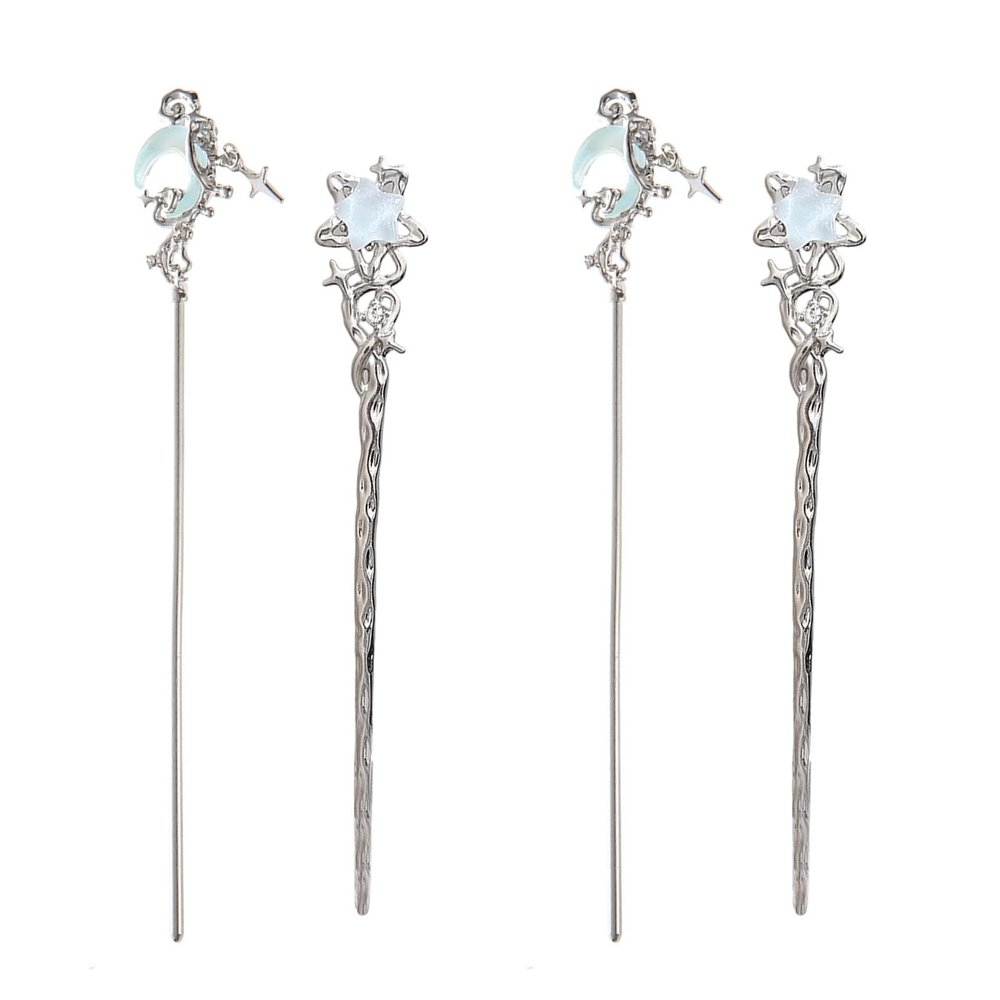 4Pieces Moon Hairpin Metal Hair Stick For Bun Updos Costume Hairpin Long Styling Accessories For Women Girl Accessories For U