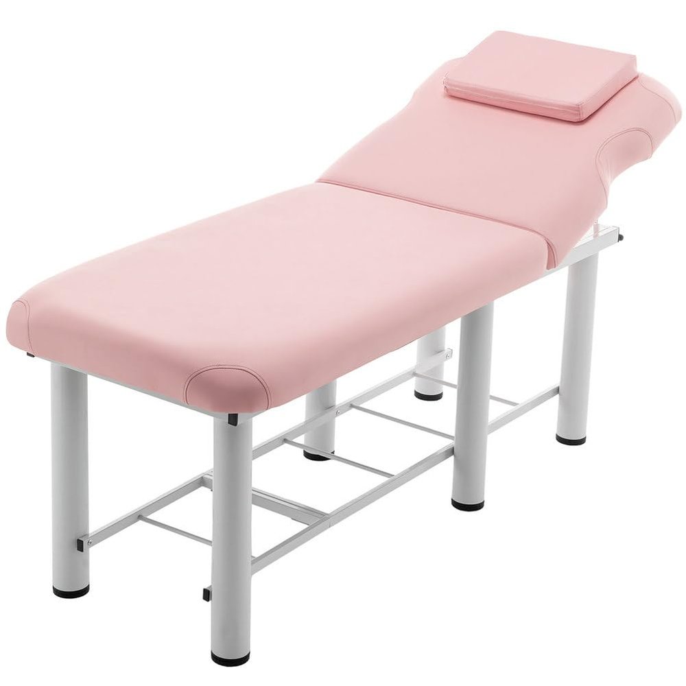 Professional Massage Bed 72" Heavy-Duty Spa Treatment Table with Adjustable Backrest, Removable Headrest, 3.15" Thick Cushion, Waterproof PU Leather, Metal Frame,Pink
