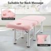 Professional Massage Bed 72" Heavy-Duty Spa Treatment Table with Adjustable Backrest, Removable Headrest, 3.15" Thick Cushion, Waterproof PU Leather, Metal Frame,Pink view 4