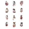 12pcs Geisha Japanese Style Colorful Arm Temporary Tattoo Sticker For Men And Women, Waterproof And Long-lasting Stickers, Fake Tattoos view 1