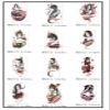 12pcs Geisha Japanese Style Colorful Arm Temporary Tattoo Sticker For Men And Women, Waterproof And Long-lasting Stickers, Fake Tattoos view 2