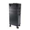 Black Professional Makeup Case Aluminum Cosmetic Case Rolling Makeup Case Trolley Makeup Travel Organizer, with Wheels, Nail Artist Salon Storage Traveling Cart view 2