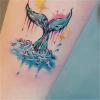 2pcs Watercolor Style Ocean Wave Whale Tail Temporary Tattoo For Men And Women, Waterproof And Long-lasting Stickers, Fake Tattoos view 1