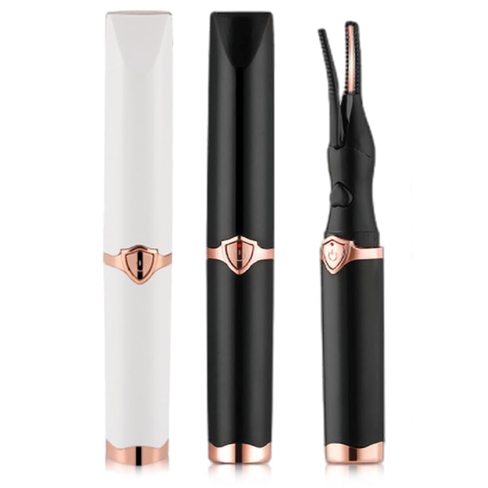 2025 Upgrade Electric Eyelash Curler,Mini Portable Makeup Eyelash Curling,Intelligent Power Off Electric Eyelash Curler Heated Quickly 24 Hs Lasting Natural Makeup for Woman (Black+White)