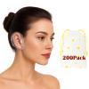 200 Pack Disposable Waterproof Ear Covers for Shower & Hair Dye  Clear Plastic Ear Caps with Soft Elastic, One Size for Adults, with Drawstring Storage Pouch for Neat, Travel-Ready Carry view 1