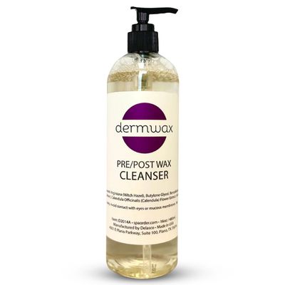 Dermwax PreWax Cleanser Solution 16oz  Prepares & Protects Skin by Removing Dirt & Oils  Helps Improve Wax Adhesion for Smoother Results  Pre Wax Cleanser with Witch Hazel, Chamomile & Calendula