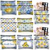 16 Pcs Lemon Cosmetic Bags Bulk for Women Lemon Canvas Makeup Bags Blue Tiles Zipper Pouches Italian Summer Fruit Travel Toiletry Bag Souvenir Gift for Bridesmaids Bachelorette Wedding Supplies view 1