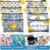 16 Pcs Lemon Cosmetic Bags Bulk for Women Lemon Canvas Makeup Bags Blue Tiles Zipper Pouches Italian Summer Fruit Travel Toiletry Bag Souvenir Gift for Bridesmaids Bachelorette Wedding Supplies view 4