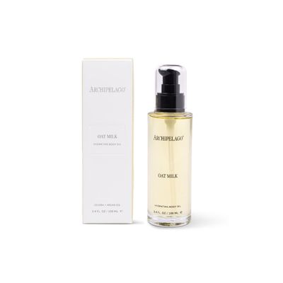 Archipelago Botanicals Oat Milk Hydrating Body Oil, Lightweight Jojoba, Argan & Rosehip Oils for Dry or Sensitive Skin, Wild Oats & Vetiver Aroma, 3.4 fl oz